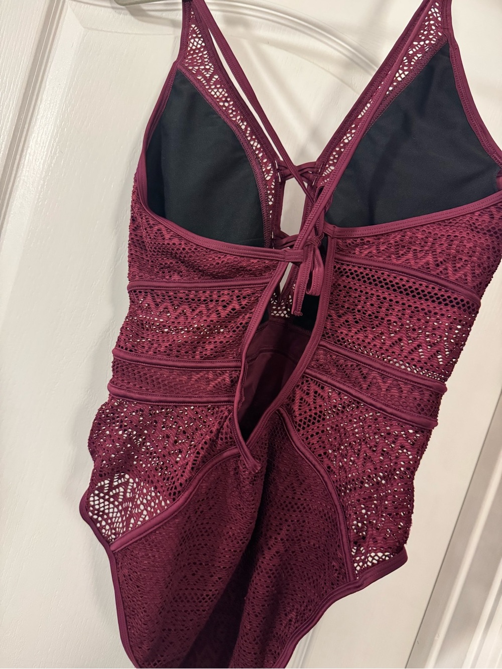 Lace One-Piece Swimsuit in Deep Burgundy - Picture 5 of 11